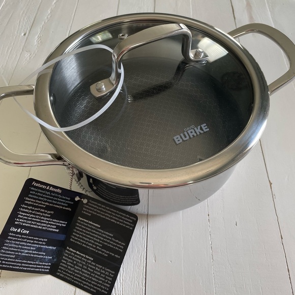 NEW David Burke 3 Quart Casserole Pot With Lid Stainless Steel Geo Clad 500F - Picture 1 of 12